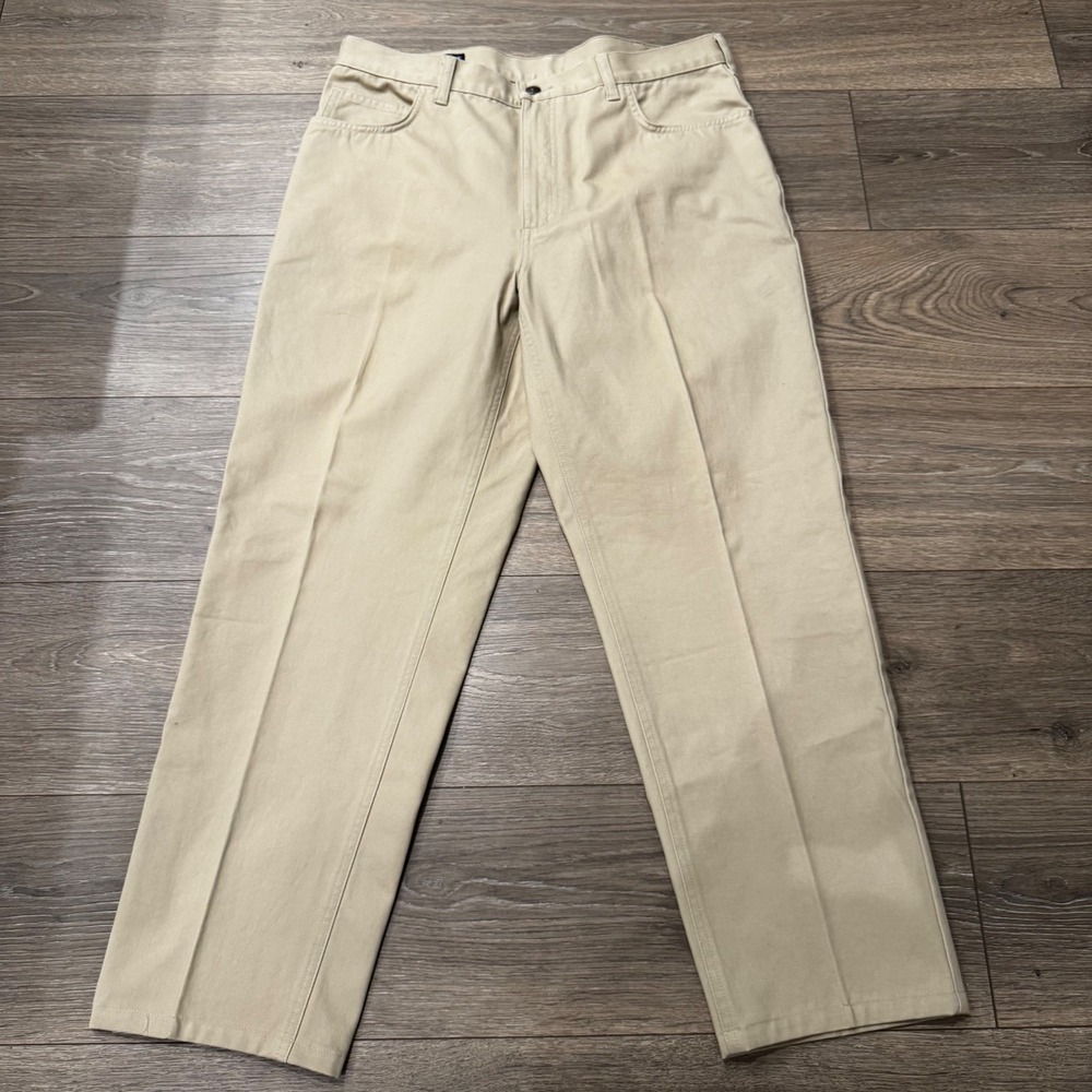 Lands End Mens Desert Khaki Cotton Twill 5 Pocket Pants 35 Regular 65517